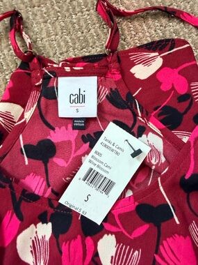 CAbi Wine Blossom Floral Cami in Pink and Cream